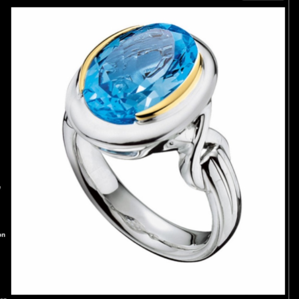 Lorenzo Sterling and 18K Gold Blue Topaz Ring